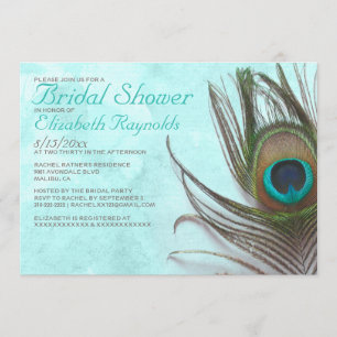 Convites de chá de panela de penas de pavão