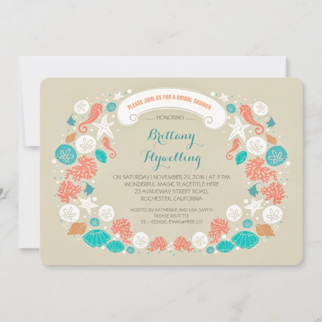 Convites de chá de panela de praia casuais (Frente)