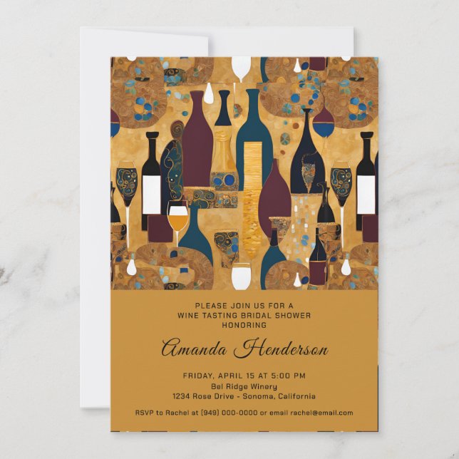 Convites de chá de panela de Provando de vinho (Frente)