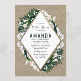 Convites de chá de panela de rendas Calla Lily Bur