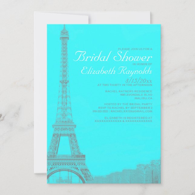 Convites de chá de panela de torre Eiffel Whimsica (Frente)