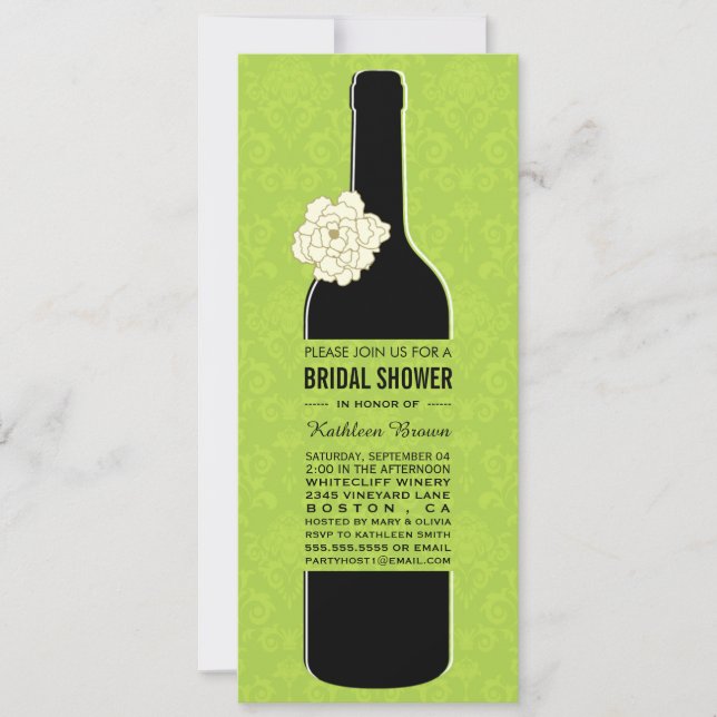 Convites de chá de panela de vinho elegantes (Frente)