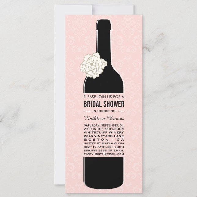 Convites de chá de panela de vinho elegantes (Frente)