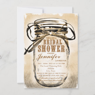 Convites de chá de panela do Country Mason Jar