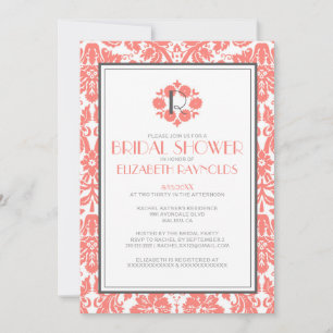 Convites de chá de panela do Damask Monogramas Co