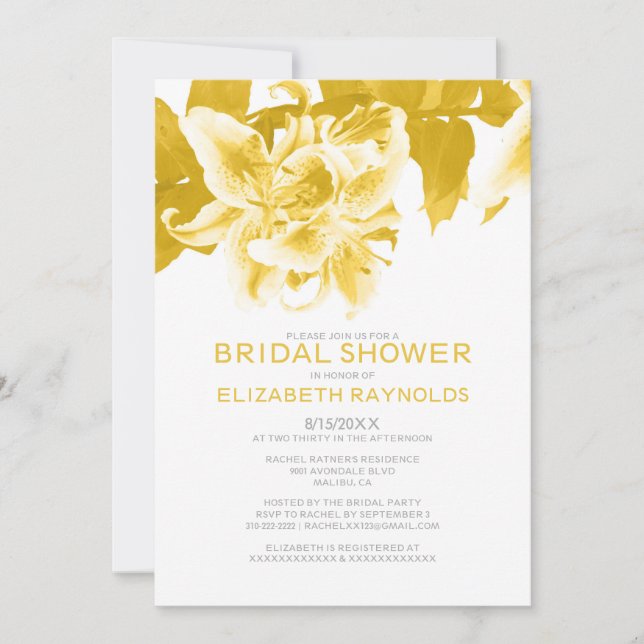 Convites de chá de panela Dourados (Frente)