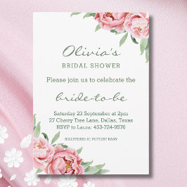 Convites de chá de panela Elegante de Peony Rosa