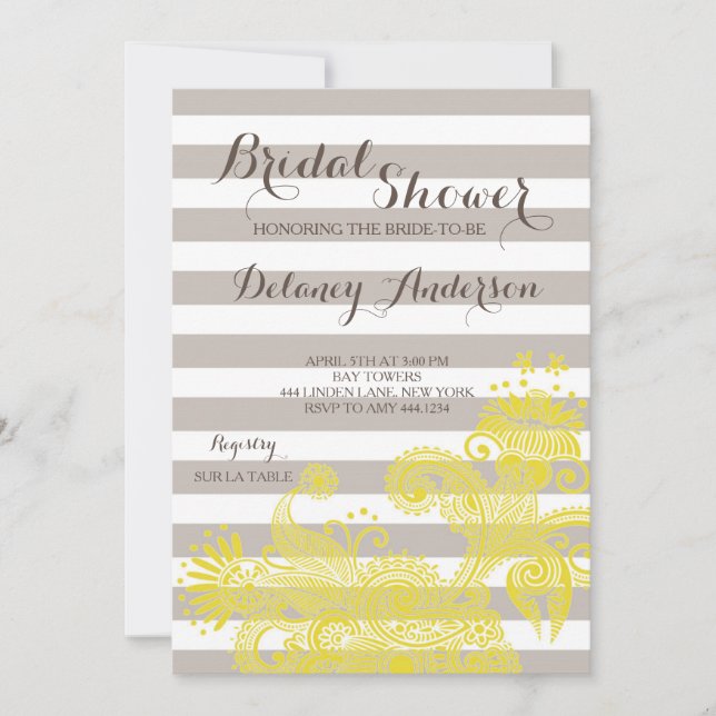 Convites de chá de panela Florais Vintage (Frente)