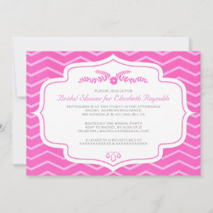 Convites de chá de panela Fuchsia Chevron