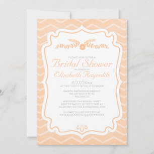 Convites de chá de panela Peach Chevron Stripes