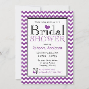 Convites de chá de panela Púrpura e Brancos Chev