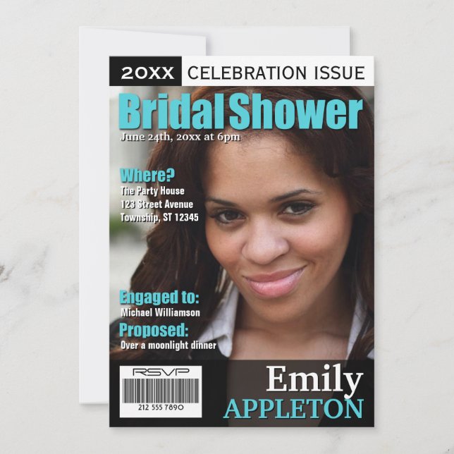 Convites de chá de panela Turquoise do Cobrir Revi (Frente)