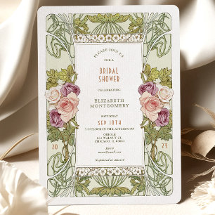 Convites de chá de panela Vintage Art Nouveau Rosa