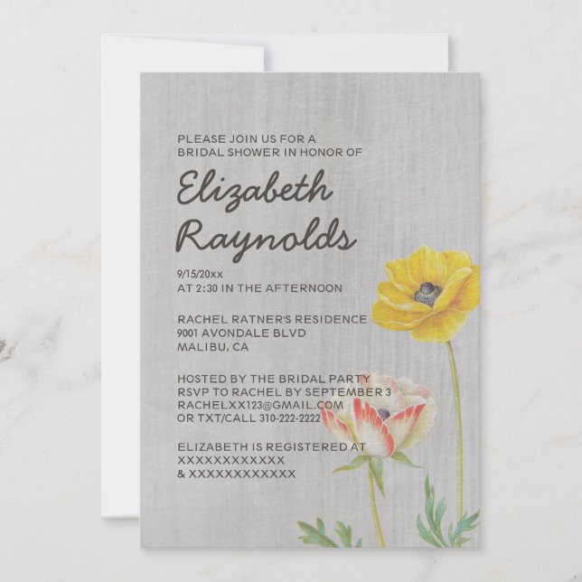 Convites de chá de panela Vintage Ranunculus (Frente)
