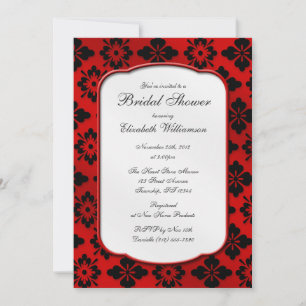 Convites de chá de panela Vintage Red Damask