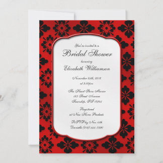 Convites de chá de panela Vintage Red Damask