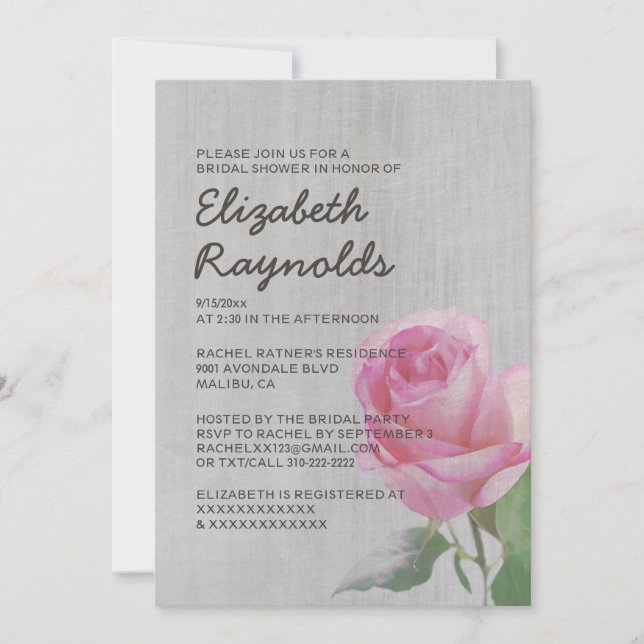 Convites de chá de panela Vintage Rosa (Frente)