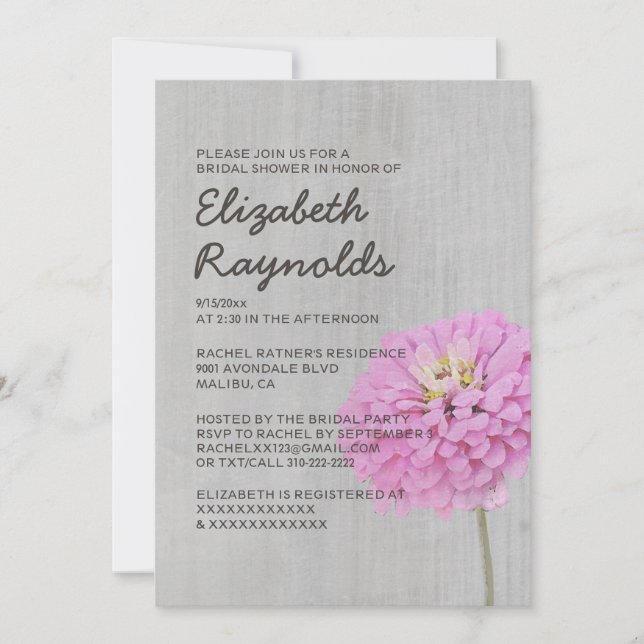 Convites de chá de panela Vintage Zinnias (Frente)