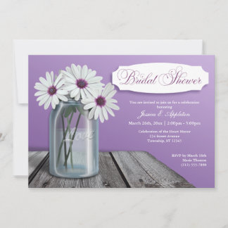 Convites de chá de panela White Daisy Mason Jar