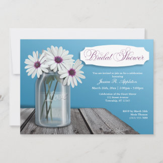 Convites de chá de panela White Daisy Mason Jar