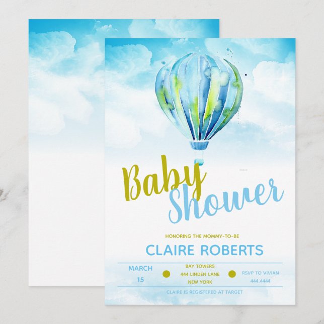 Convites de chá quente para bebês (Frente/Verso)