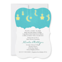 Convites de Chabá de Bebê Estrelas Lua e Nuvens