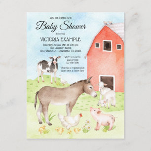 Convites de Chás de Bebê de Animais da Fazenda