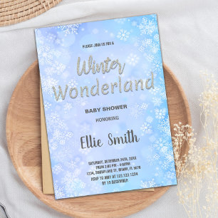 Convites de Chás de Bebê de Inverno Azul Prata