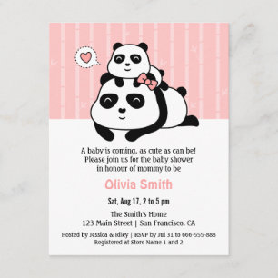 Convites de Chás de Bebê do Ursinho Panda Fofo e d