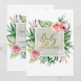 Convites de Chás de Bebê Florais Modernos Elegante