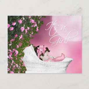 Convites de Chás de Bebê Menina Lua Rosa