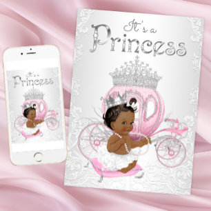 Convites de Chás de Bebê para Princesa Afro-Americ