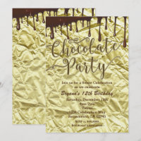 Convites de Chocolate Dourado com Embrulho de Faux