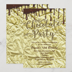 Convites de Chocolate Dourado com Embrulho de Faux