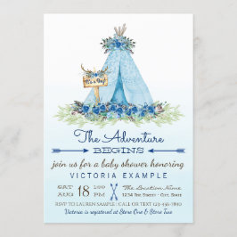 Convites de Churrasco de Bebê Menino Tribal TeePee