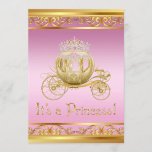 Convites de Churrasco de Bebê Princesa Dourado Ros