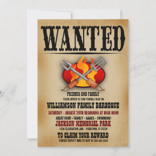 Convites de Churrasco Familiar com Cartaz de Procu