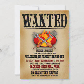 Convites de Churrasco Familiar com Cartaz de Procu