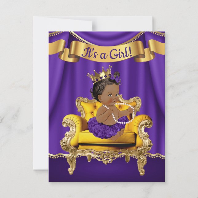 Convites de Chuvada de Bebê da Princesa Roxa (Frente)