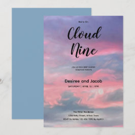 Convites de Chuvada de Bebê Menino Nove Nuvens