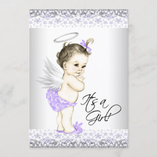 Convites de Chuveiro de Bebê Anjo Roxo