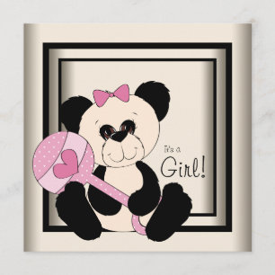 Convites de Chuveiro de Bebê Panda Rosa