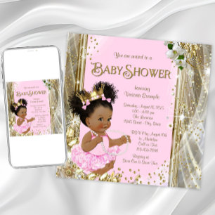 Convites de Chuveiro de Bebê Princesa Afro-America