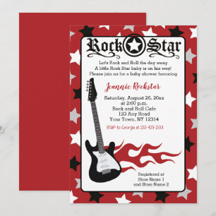 Convites De Chuveiro De Estrela De Rock Vermelho G