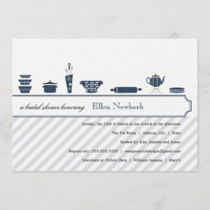 Convites de Chuveiro de Noiva   Azul Pavão