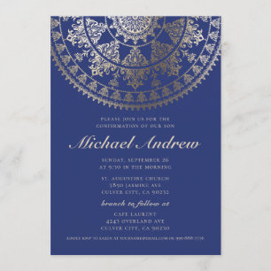 Convites de Confirmação   Gold Foil Mandala