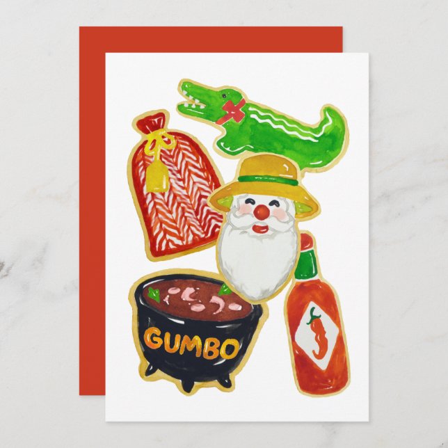 Convites de Cookies de Natal Cajun (Frente/Verso)