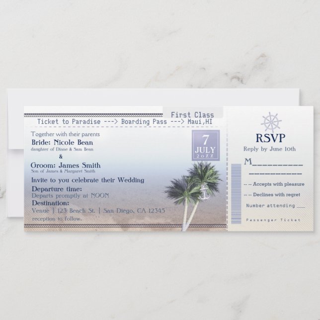 Convites de Destino de Casamento Paraíso dos Sonho (Frente)