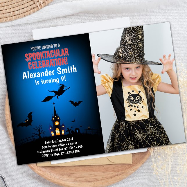 Convites de Dia das Bruxas com Foto (Witches Halloween Invitations with photo)
