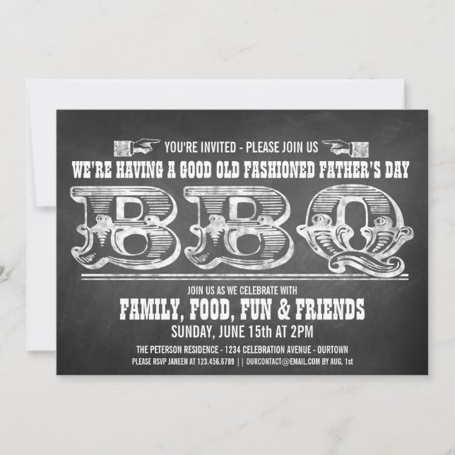 Convites de Dia dos Pais Chalkboard Barbeque (Frente)